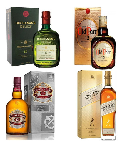 Whisky Chivas Regal + Old Parr + Buchaman's + Gold Label