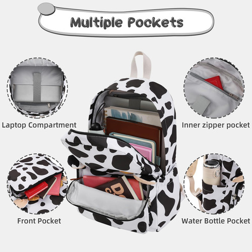 Unineovo Mochila Con Estampado De Vaca Para Niñas, Mochilas
