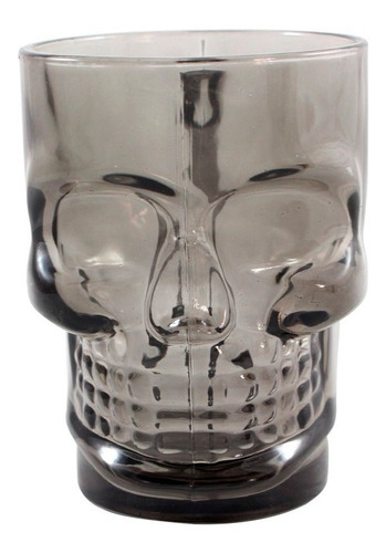 Imagem 2 de 2 de Caneca De Chopp Caveira 3d Vidro 500ml Crânio Fumê Skull Mug