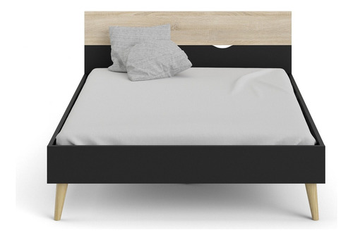 Cama Kiel Roble Sonoma Y Negro Këssa Cdmx