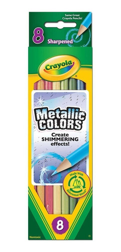 Crayola: Caja X 8 Lápices Colores Metálicos Febo