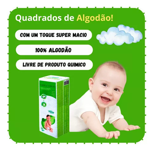 Algodão Quadrado 200 Un Hidrófilo Sem Perfume Bellacotton