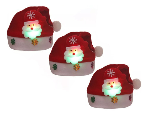 3 Piezas Santa Claus Gorro De Fiesta De Navidad Con Luces