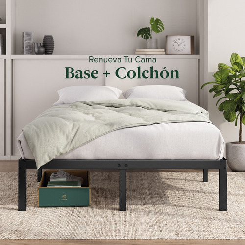 Zinus | Cama Completa Base + Colchón Individual Justin