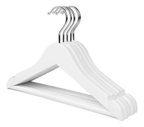 10 Perchas De Madera Para Niños Infantil Blancas 32 Cm Color Blanco