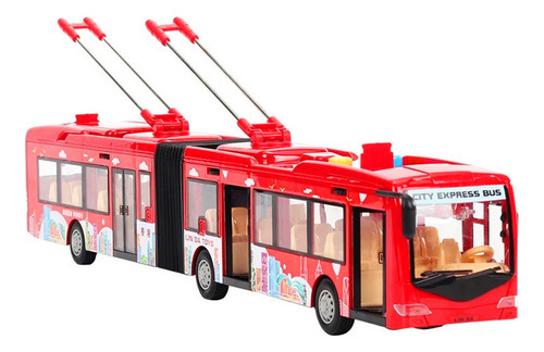 Camion Trolebus Carrito Friccion Luz Y Sonido Juguete Niños Color Rojo