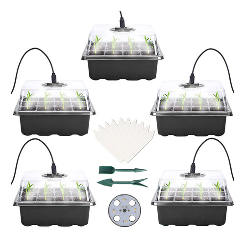 Germinador Semillas Almacigos Con Luz Led Pack 5 Bandejas