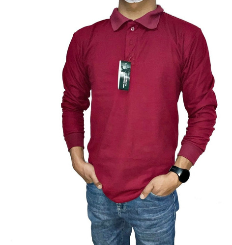 Playera Polo Army Store Manga Larga Ansel Vino