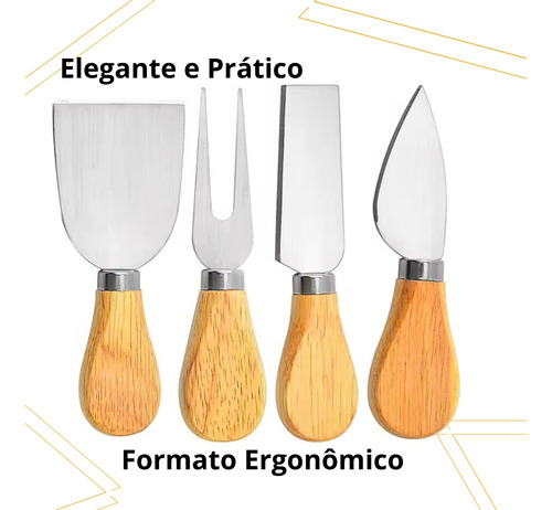 Conjunto P/ Cortar Queijo 4 Pçs Frios Utensilio Inoxidável