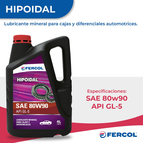 Aceite De Caja 80 W 90 Hipoidal Bidon De 4 Lt