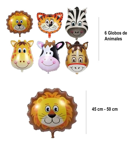 Decoración Cumpleaños Completo Globos Animales Selva