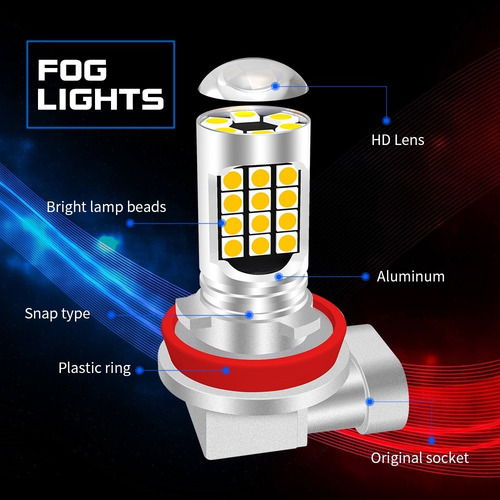 Kit De Faros Antiniebla Led H11 6000k Bicolor Amarillo