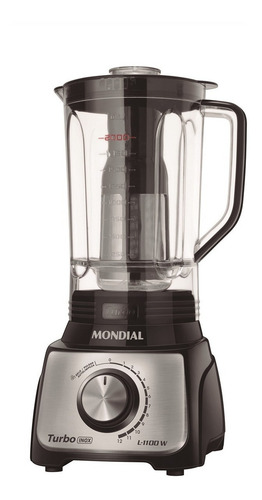 Liquidificador Turbo Mondial 1100w L-1100 Bi Preto/inox