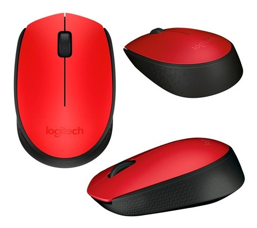 Mouse Logitech Inalambrico M170 Negro Rojo Y Azul