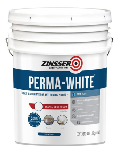 Perma White Látex Antihongo Antimoho Blanco Semimate 18.90lt