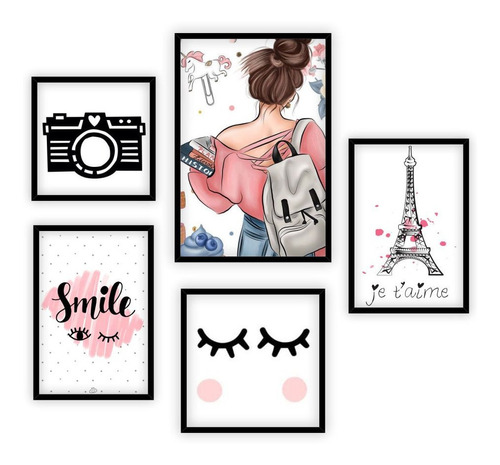 Quadros Decorativos Tumblr Girls Menina Power - 5 Unid