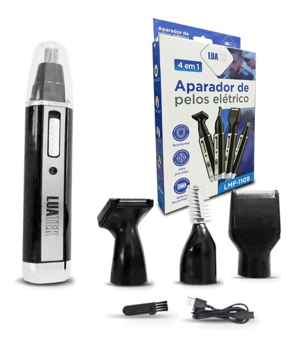 Imagem 1 de 5 de Aparador Elétrico 4x1 Pelos Barba Nariz Orelha Sobrancelhas