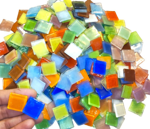 Teselas De Vidrio Cuadrados Surtidos X1kg/ Mosaiquismo
