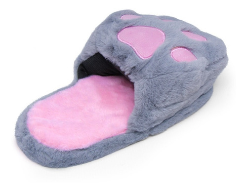 Imagem 5 de 7 de Pantufa Chinelo Pelúcia 3d Pata Gato - Solado Antiderrapante