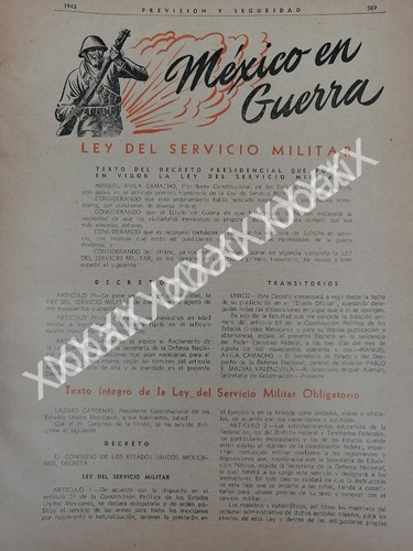 Cartel De Libreto De Instrucciones, Mexico En Guerra 1943 Se