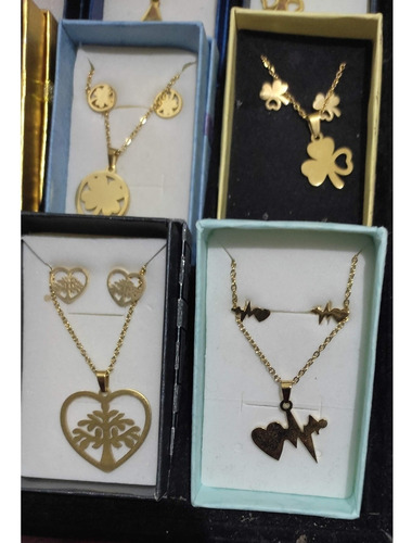 Por Mayor Lindas Joyas Set Collar Arete,de Acero Inoxidable