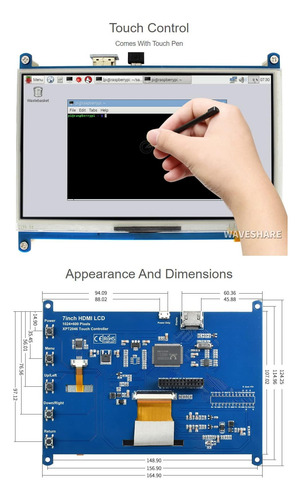 Waveshare De 7 Pulgadas Resistir Touch Screen Lcd Compatible