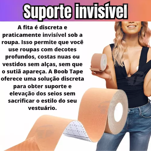 Fita Faixa Boob Tape Sustenção Seios Invisível Sem Bojo 5mts