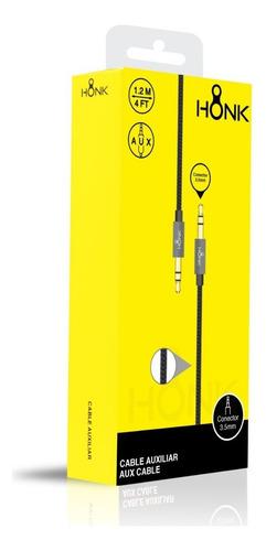 Cable Auxiliar 1.2mt Honk Jack 3.5 Plug Negro / Tecnocenter
