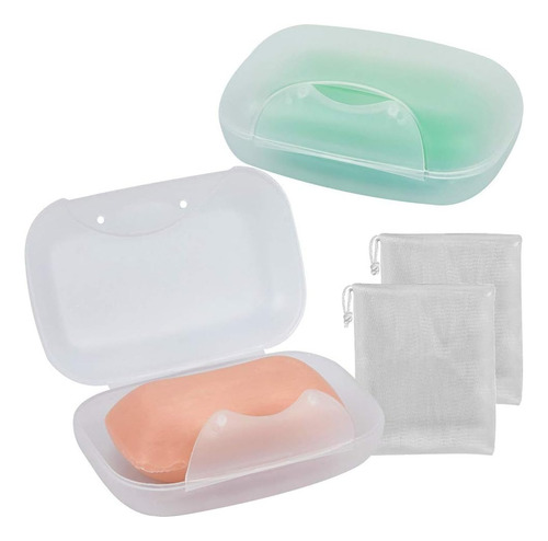 Timotech Set De 2 Jaboneras Para Baño, Jaboneras Para Viaje Color Transparente
