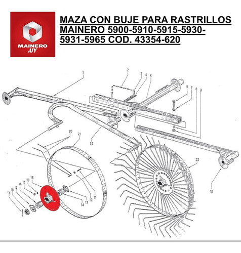 Imagen 2 de 2 de - Maza Con Buje Para Rastrillos Mainero Cod.43354-620