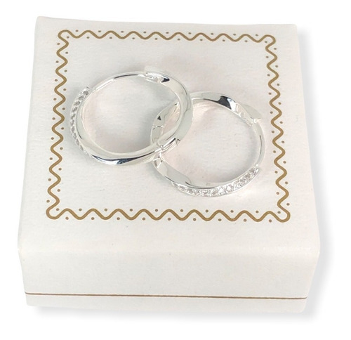 Aros Argollas Plata 925 Y Piedras Diametro 1,7 Cm (arg20027)