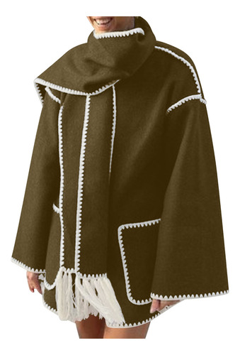 Jaqueta Feminina De Lã De Inverno Espessada E Folgada Tassel