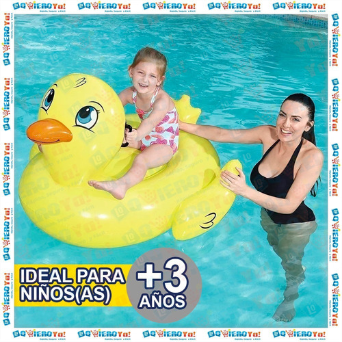 Imagen 3 de 10 de Pato Flotador Inflable Infantil Bestway 135x91 Pileta 41102