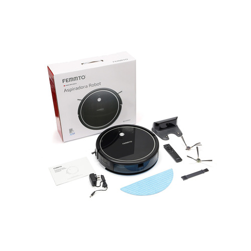Aspiradora Robot Inteligente Automática Trapeadora Giroscopica Femmto Negro Rvc000004