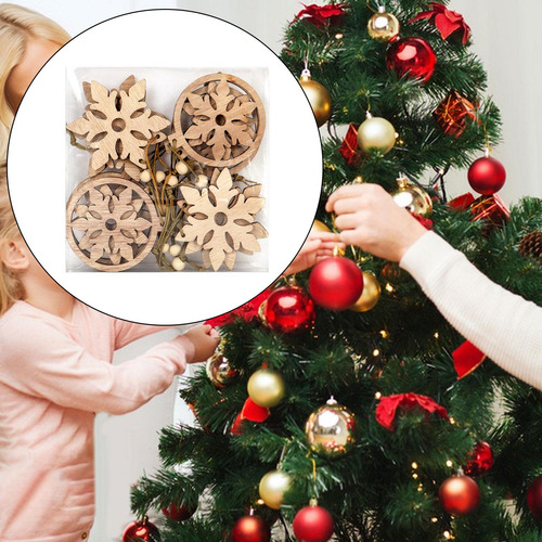 3 X 10 Uds Árbol De Navidad Madera Hueco Colgante Árbol De