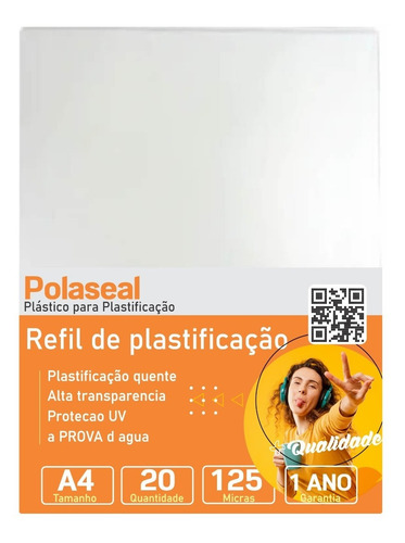 Imagem 1 de 5 de Polaseal Plástico Para Plastificação A4 220x307x0,05mm 20un