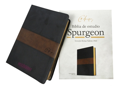 Biblia De Estudio Spurgeon Negro/marrón Símil Piel Rv60