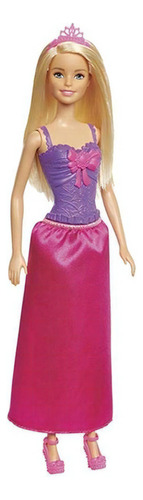 Boneca Barbie Princesa Loira Vestido De Tecido Mattel Dmm06