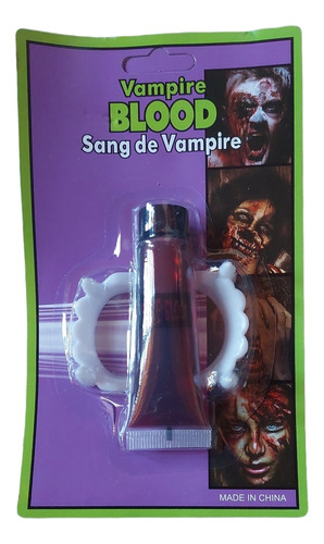 Dientes De Vampiro + Sangre Falsa Disfraz Halloween 