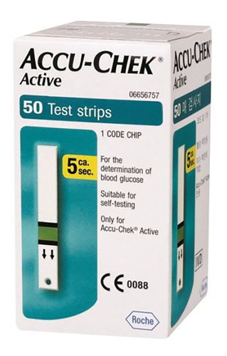 Caixa de tiras de teste de glicose ativa Accu Check com 50 unidades