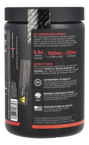 Rule One Amino Energizado 30 Serv Sabor Fruit Punch