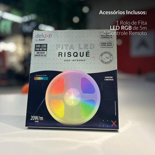 Fita De Led Risqué 100w Rgb 12v 20w P/metro 5 Metros Ip20