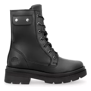 Harley Davidson Bota Biker De Mujer Piel Agujetas - Tressler