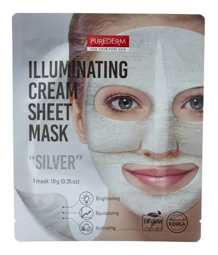Mascara Purederm Illuminating Cream Sheet Mask  Silver 1 Uds Tipo De Piel Todo Tipo