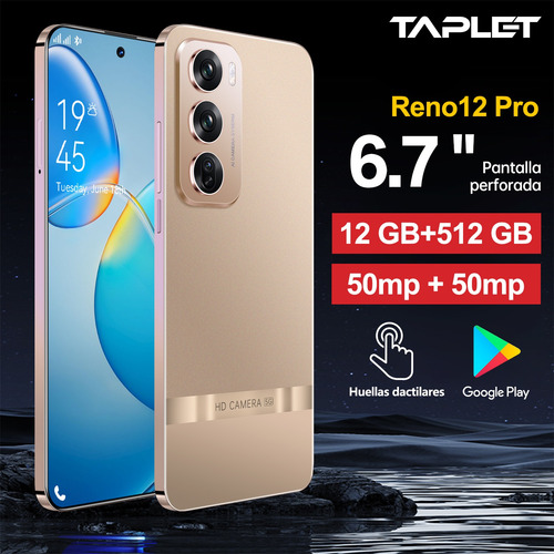 Dual Sim Reno 12 Pro 2025 Última El Más Popular 5g Wifi Batería De Larga Duración 6.7 Pantalla Grande Celular Android 14 Smartphone 12gb Ram 512gb Rom Dorado