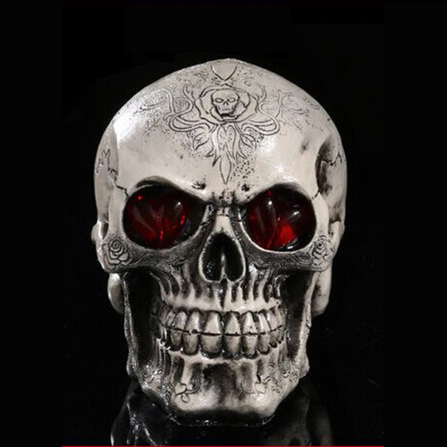 N Caveira De Resina Com Olhos De Led, Decoração De Halloween