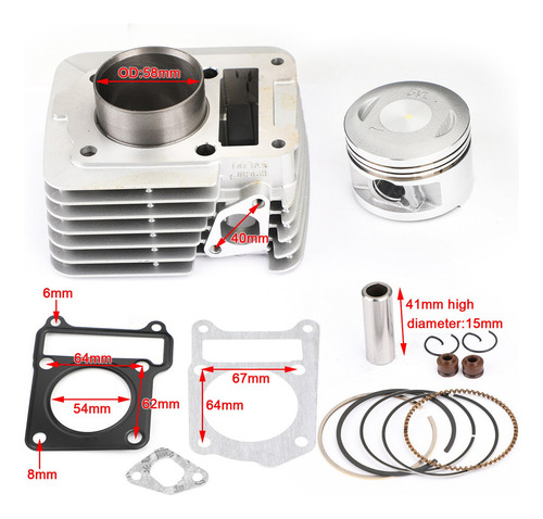 Kit De Cilindro Pistón Cabeza Junta 54mm Para Yamaha Ttr 125