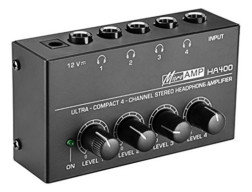 Neewer Super Compacto Amplificador De Auriculares Estéreo De 4 Canales Con Adaptador De Corriente Dc 12v Para Refuerzo De Sonidograbación Personal, Características Ruido Ultra Bajo
