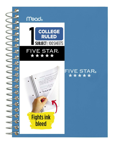 Five Star - Cuaderno De Espiral, 1 Materia, Papel A Rayas Pa