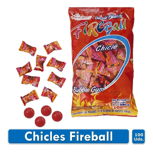 Chicles Fireball Canela Picante Bolsa X100uds.